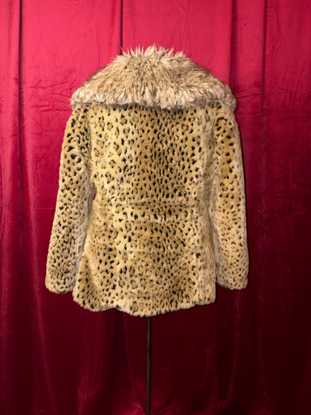 INC International Concepts Beige Faux Leopard Teddy Jacket with Plush Collar - Picture 3 of 4